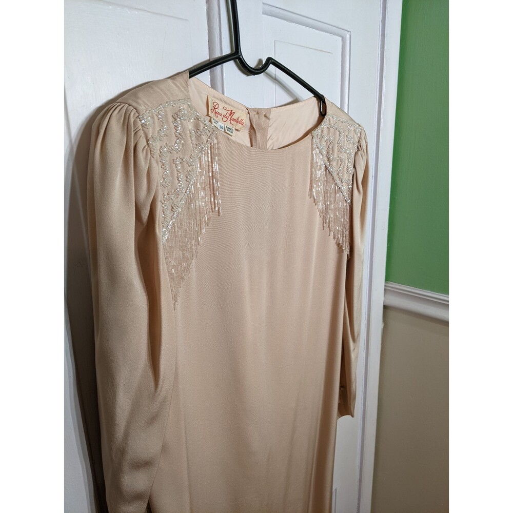 Vintage Rina diMontella Beaded 80s Silk Dress Size 14 - Picture 2 of 8
